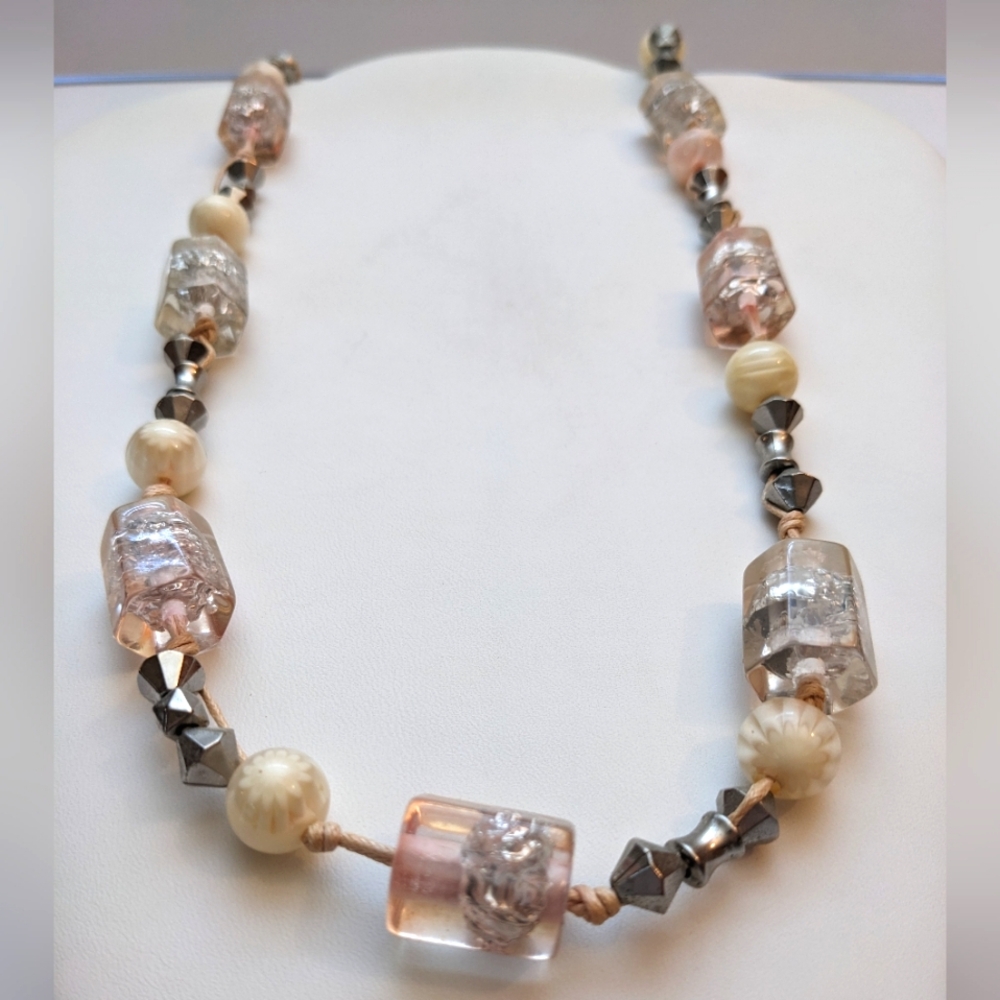 Unique Vintage Foil- Beaded Necklace